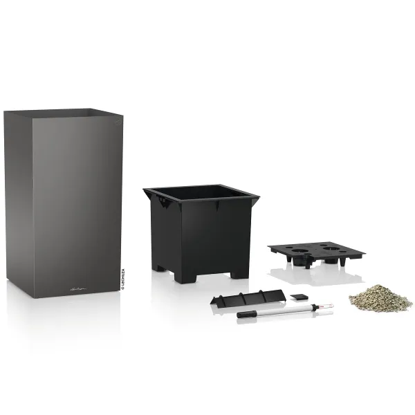 LECHUZA® Pflanzsäule CANTO Premium 40 High Anthrazit metallic matte Oberfläche All-in-One