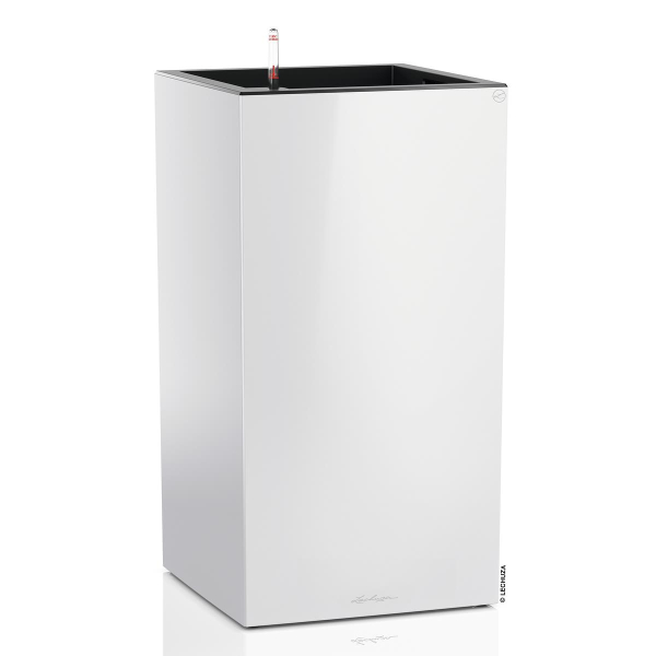 LECHUZA® Pflanzsäule CANTO Premium 40 High Weiß hochglänzende Oberfläche All-in-One