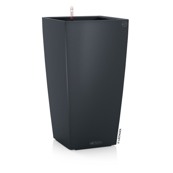 LECHUZA® Pflanzsäule CUBICO Color 22 Schiefergrau seidenmatt All-in-One