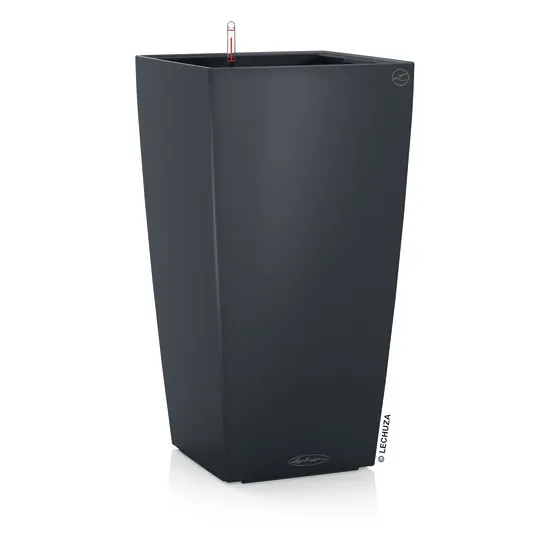 LECHUZA® Pflanzsäule CUBICO Color 22 Schiefergrau seidenmatt All-in-One