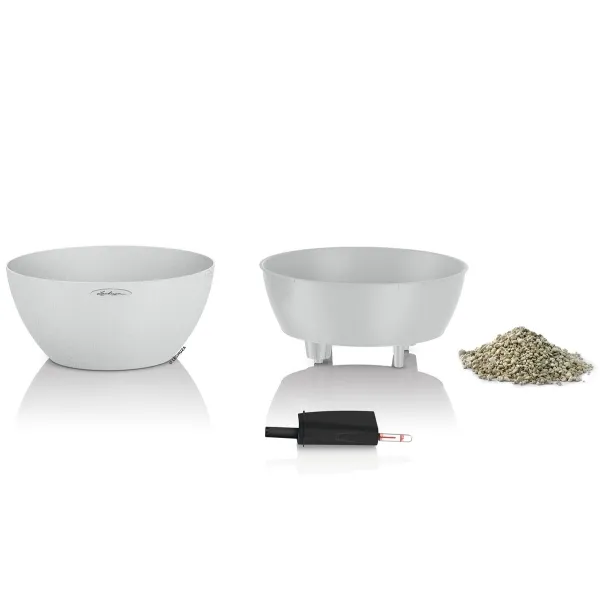 LECHUZA® Pflanzschalen CUBETO Stone 30 Quarzweiß All-in-One