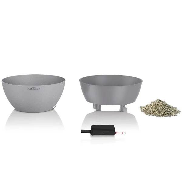 LECHUZA® Pflanzschalen CUBETO Stone 30 Steingrau All-in-One