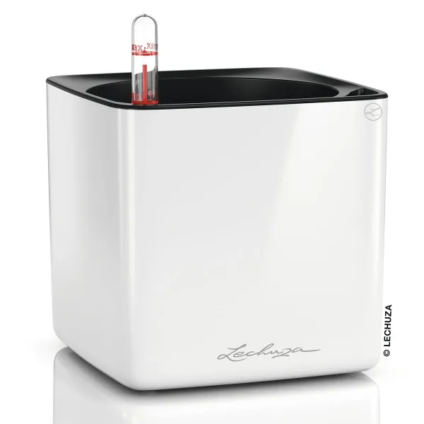 LECHUZA® Tischgefäße CUBE Glossy 14 Weiß hochglänzend LECHUZA® Tischgefäße CUBE Glossy 14 Weiß hochglänzend