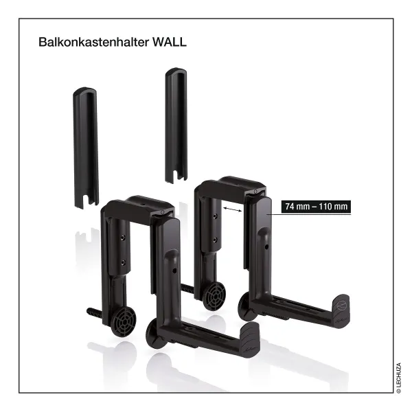 LECHUZA® Zubehör BALCONERA WALL Balkonkastenhalter Schwarz stufenlos verstellbar
