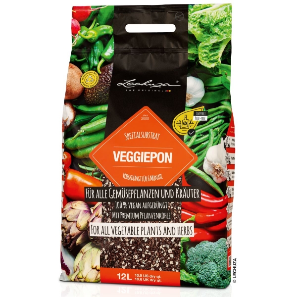 LECHUZA® Zubehör VEGGIEPON Gemüsesubstrat aufgedüngt vegan & torffrei - 12 Liter