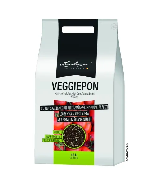 LECHUZA® Zubehör VEGGIEPON Gemüsesubstrat aufgedüngt vegan & torffrei - 12 Liter