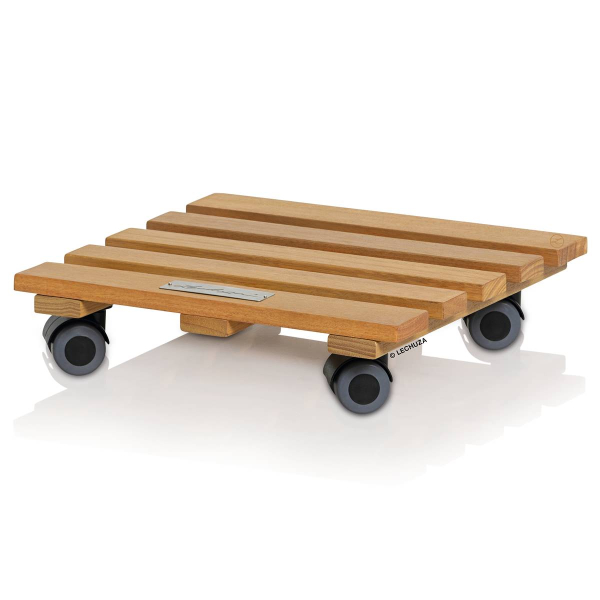 LECHUZA® Zuebhör Rolluntersetzer Natural Wood 28 square quadratisch - FSC 100 % Eukalyptus grandis