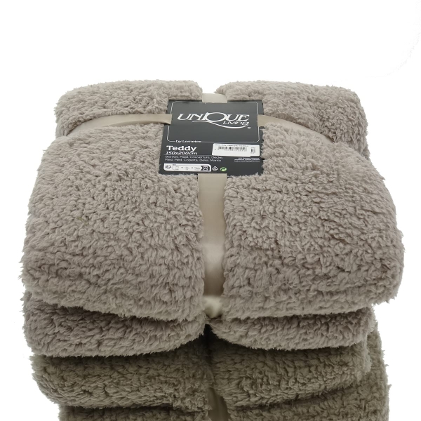 Lemetex UNIQUE Living® Kuscheldecke Teddy Grau 150 x 200 cm - Polyester