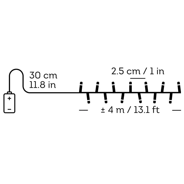 Lumineo Batterie LED Lichterkette Compact mit Funktionen 400 cm 160 Lichter - grün/warmweiß