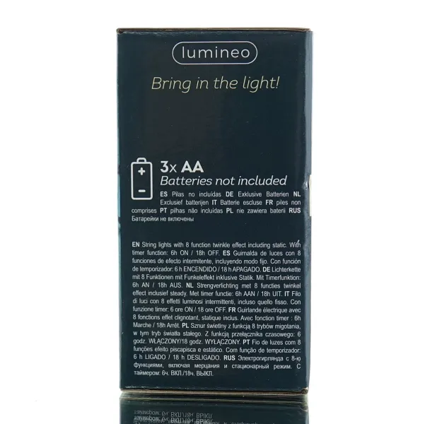 Lumineo Batterie LED Lichterkette grün 8 Funktionen 1,75 Meter 24 Lichter - warmweiß