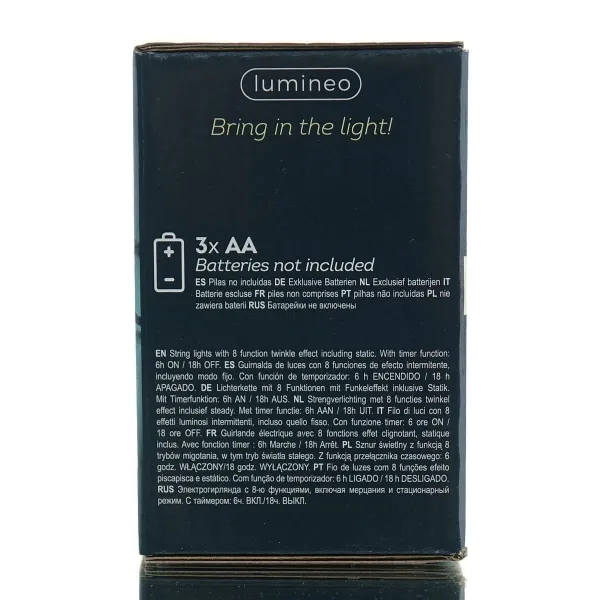 Lumineo Batterie LED Lichterkette grün 8 Funktionen 3,5 Meter 48 Lichter - warmweiß