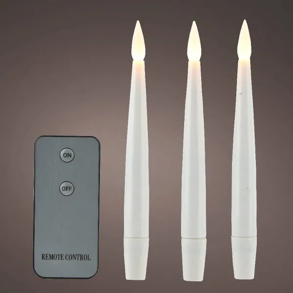 Lumineo Batterie LED Schwebende Kerzen Weiß transparente Fäden Ø 1,5 cm Höhe 15 cm 10 Stück Fernbedienung - warmweiß