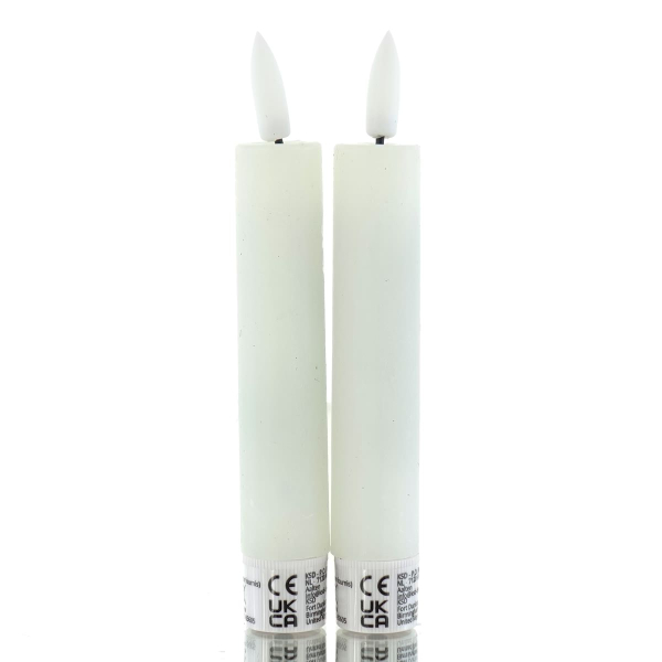 Lumineo Batterie LED Stabkerzen Weiß Ø 2,2 cm Höhe 14,5 cm - warmweiß