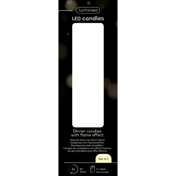 Lumineo Batterie LED Stabkerzen Weiß Ø 2,2 cm Höhe 14,5 cm - warmweiß