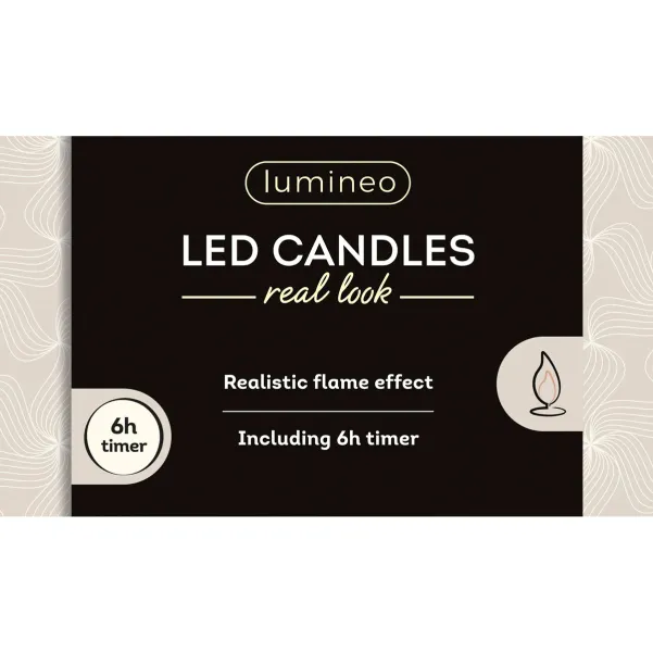 Lumineo Batterie LED Spitzkerzen Flacker-Effekt goldfarben Wachs Ø 2,2 cm Höhe 42,5 cm Indoor - warm weiß