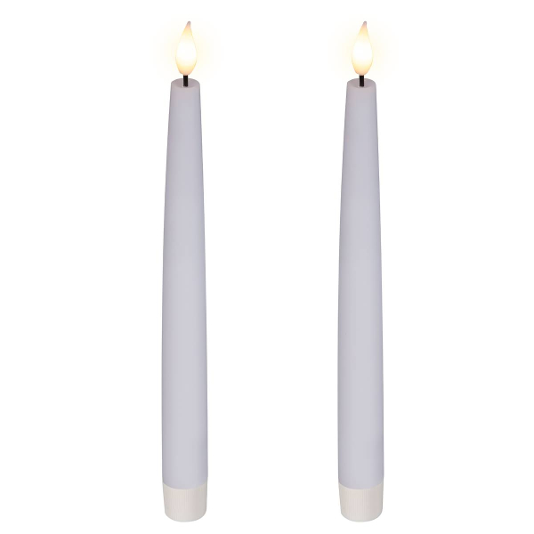Lumineo Batterie LED Spitzkerzen Flacker-Effekt weiß Wachs Ø 2,2 cm Höhe 24,5 cm Indoor - warmweiß
