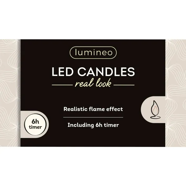 Lumineo Batterie LED Spitzkerzen Flacker-Effekt weiß Wachs Ø 2,2 cm Höhe 24,5 cm Indoor - warmweiß