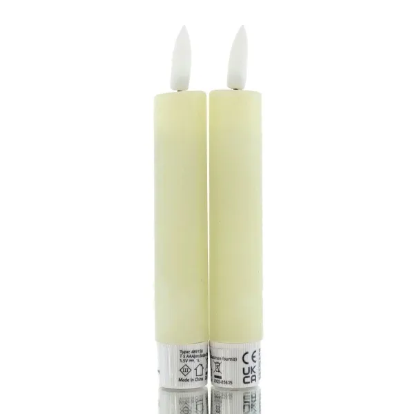 Lumineo Batterie LED Stabkerzen Creme Ø 2,2 cm Höhe 14,5 cm - warmweiß