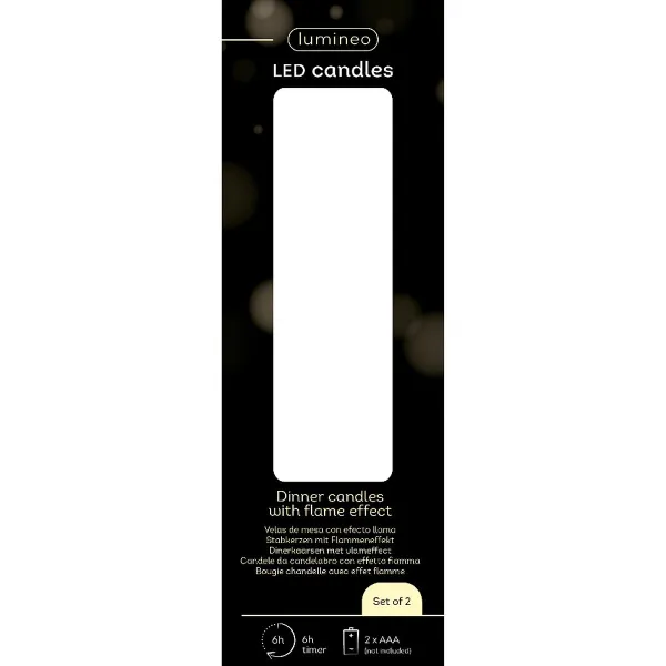 Lumineo Batterie LED Stabkerzen Creme Ø 2,2 cm Höhe 14,5 cm - warmweiß
