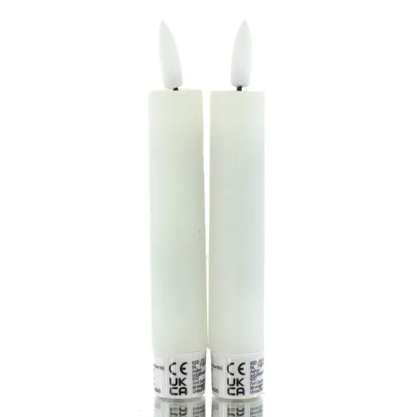 Lumineo Batterie LED Stabkerzen Weiß Ø 2,2 cm Höhe 14,5 cm - warmweiß