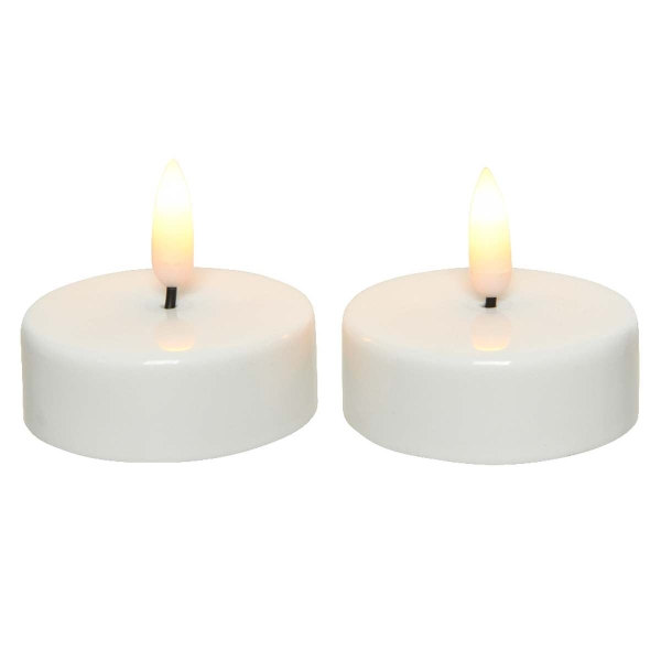 Lumineo Batterie LED Teelicht groß weiß - Ø 6.00 cm, Höhe 5,50 cm