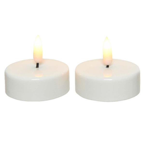 Lumineo Batterie LED TeelichterWeiß Ø 6 cm Höhe 5,5 cm 2 Stück