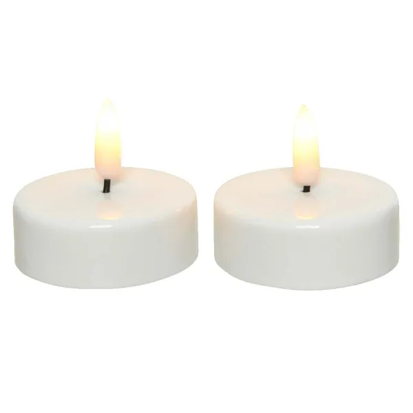 Lumineo Batterie LED TeelichterWeiß Ø 6 cm Höhe 5,5 cm 2 Stück