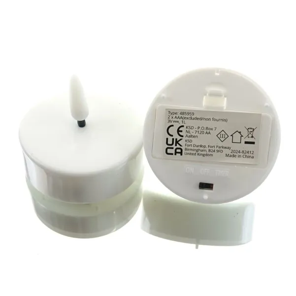Lumineo Batterie LED TeelichterWeiß Ø 6 cm Höhe 5,5 cm 2 Stück