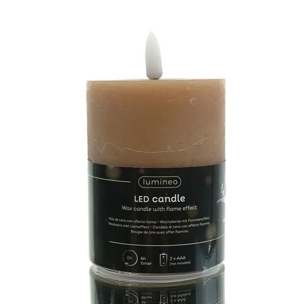 Lumineo Batterie LED Wachskerze Caramel Flammeneffekt Ø 7 cm Höhe 11,2 cm - warmweiß