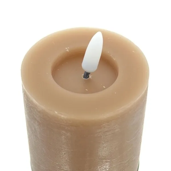 Lumineo Batterie LED Wachskerze Caramel Flammeneffekt Ø 7 cm Höhe 11,2 cm - warmweiß