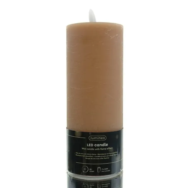 Lumineo Batterie LED Wachskerze Caramel Flammeneffekt Ø 7 cm Höhe 15 cm - warmweiß