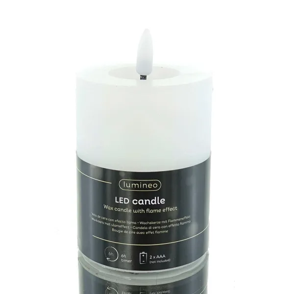 Lumineo Batterie LED Wachskerze Weiß Ø 7 cm Höhe 11,2 cm - warmweiß