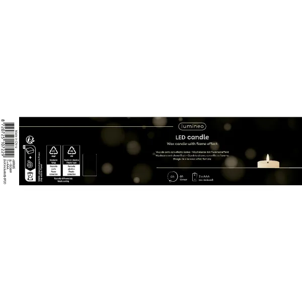 Lumineo Batterie LED Wachskerze Weiß Ø 7 cm Höhe 11,2 cm - warmweiß