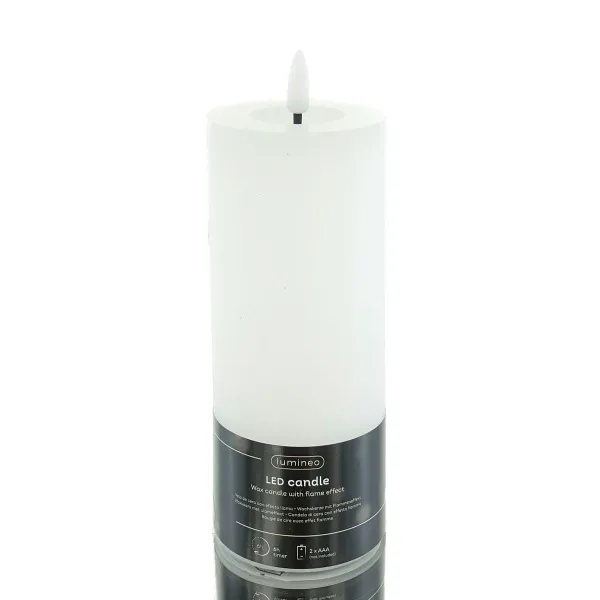 Lumineo Batterie LED Wachskerze Weiß Ø 7 cm Höhe 19 cm - warmweiß