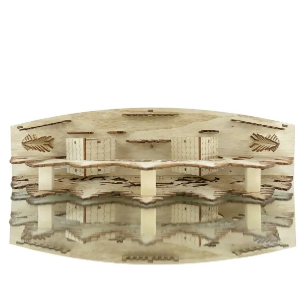 Lumineo Batterie LED Weihnachtsbogen Natur 3 Häuser mit Tannenbäumen 10 LED 44 x 26,5 cm - warmweiß