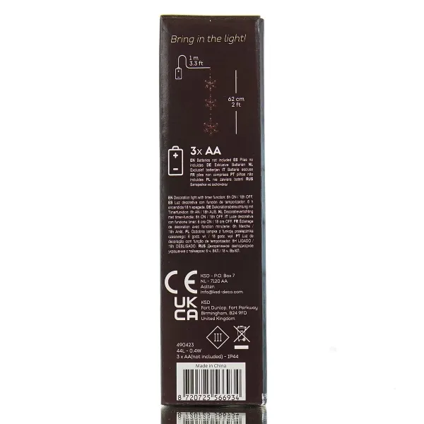 Lumineo Batterie Micro-LED 3 Schneeflocken Transparent 0,62 Meter 44 Lichter - warmweiß