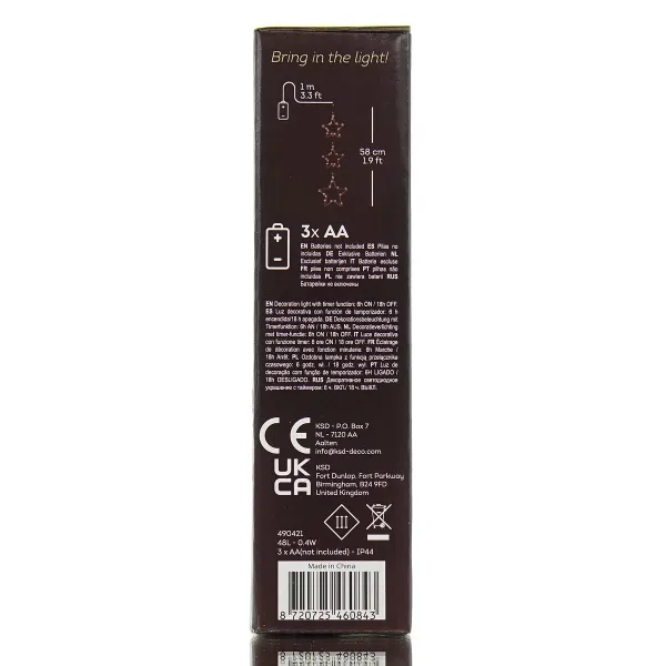 Lumineo Batterie Micro-LED 3 Sterne Transparent 0,58 Meter 48 Lichter - warmweiß