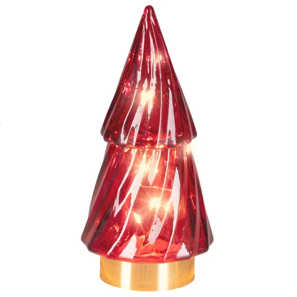 Lumineo Batterie Micro LED Glasbaum rot 2 Etagen Ø 6 cm Höhe 12,8 cm - warmweiß Lumineo Batterie Micro LED Glasbaum rot 2 Etagen Ø 6 cm Höhe 12,8 cm - warmweiß