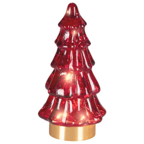 Lumineo Batterie Micro LED Glasbaum rot 5 Etagen Ø 6 cm Höhe 12,8 cm - warmweiß Lumineo Batterie Micro LED Glasbaum rot 5 Etagen Ø 6 cm Höhe 12,8 cm - warmweiß
