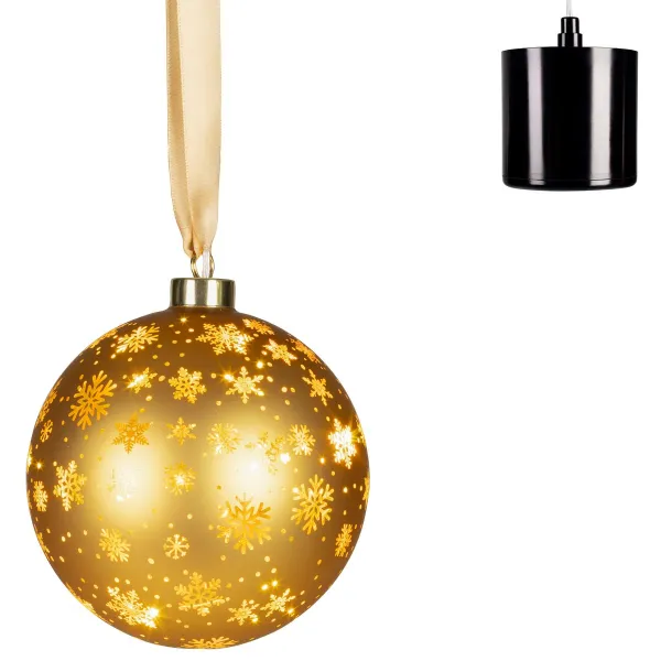 Lumineo Batterie Micro LED Glaskugel goldfarben Ø 14 cm - warmweiß