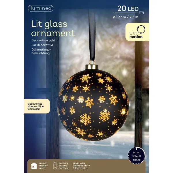 Lumineo Batterie Micro LED Glaskugel schwarz Ø 19 cm - warmweiß Lumineo Batterie Micro LED Glaskugel schwarz Ø 19 cm - warmweiß