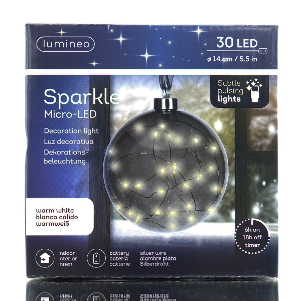 Lumineo Batterie Micro-LED Sparkle Kugel Anthrazit Ø 14 cm 30 Lichter - warmweiß 