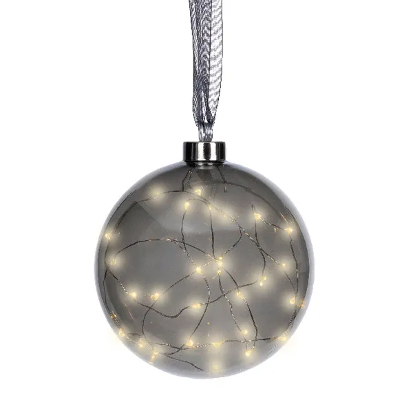 Lumineo Batterie Micro-LED Sparkle Kugel Anthrazit Ø 14 cm 30 Lichter - warmweiß