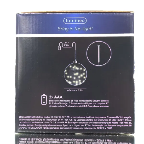 Lumineo Batterie Micro-LED Sparkle Kugel Anthrazit Ø 14 cm 30 Lichter - warmweiß