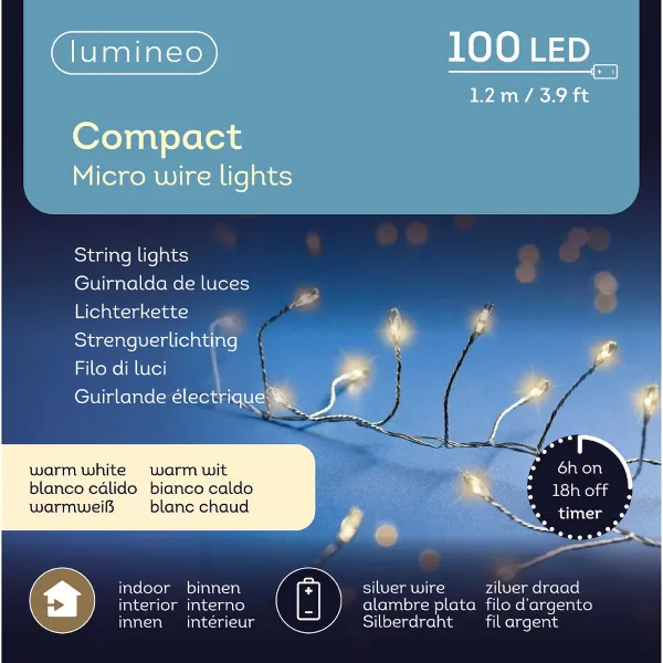 Lumineo Batterie Micro-LED Lichterkette Compact silber 1,2 Meter 100 Lichter - warmweiß Lumineo Batterie Micro-LED Lichterkette Compact silber 1,2 Meter 100 Lichter - warmweiß