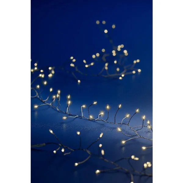 Lumineo Batterie Micro-LED Lichterkette Compact silber 1,2 Meter 100 Lichter - warmweiß