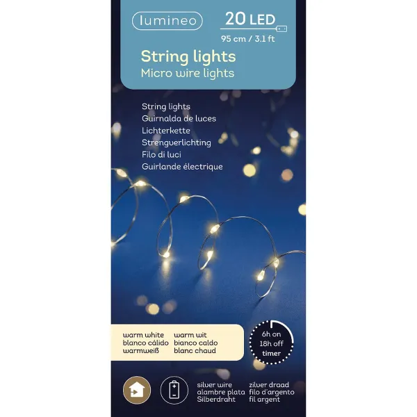Lumineo Batterie Micro-LED Lichterkette silber 0,95 Meter 20 Lichter - warmweiß Lumineo Batterie Micro-LED Lichterkette silber 0,95 Meter 20 Lichter - warmweiß
