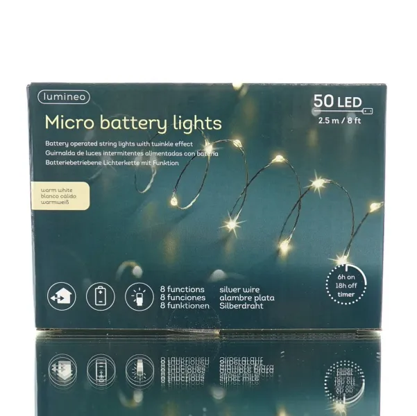 Lumineo Batterie Micro-LED Lichterkette silber 2,5 Meter 50 Lichter - warmweiß Lumineo Batterie Micro-LED Lichterkette silber 2,5 Meter 50 Lichter - warmweiß