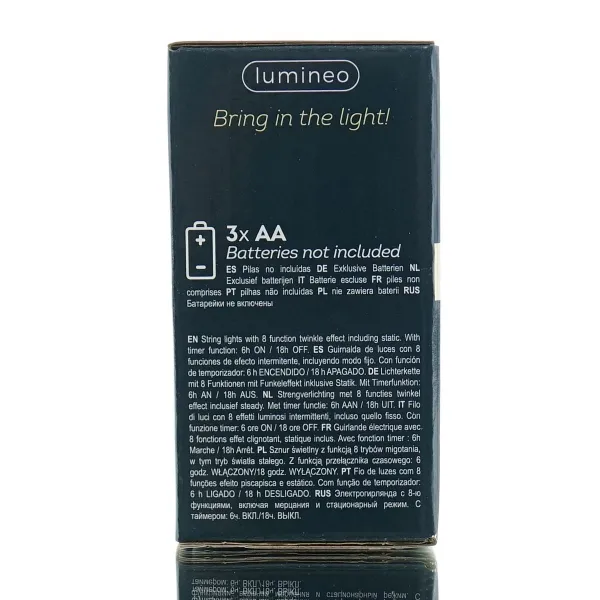 Lumineo Batterie Micro-LED Lichterkette silber 2,5 Meter 50 Lichter - warmweiß
