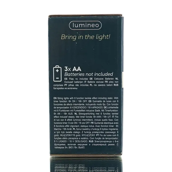 Lumineo Batterie Micro-LED Lichterkette Silberfarben 5 Meter 100 Lichter - warmweiß